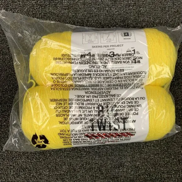 Lot Of 2 Big Twist Value Varsity Yellow Discontinued Acrylic Yarn 6oz 380yds Ea - Picture 4 of 5